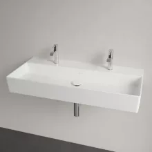   Villeroy & Boch Memento 2.0 Mosdó túlfolyó nélkül 100x47 cm, két csapfurattal, CeramicPlus felület, fehér alpin 4A221KR1