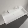 Villeroy & Boch Memento 2.0 Mosdó túlfolyó nélkül 100x47 cm, két csapfurattal, CeramicPlus felület, Stone White 4A221KRW
