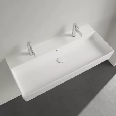 Villeroy & Boch Memento 2.0 Mosdó túlfolyóval 100x47 cm, két csapfurattal, fehér alpin 4A221L01