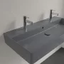 Villeroy & Boch Memento 2.0 Mosdó túlfolyóval 100x47 cm, két csapfurattal, CeramicPlus felület, Grafit 4A221LI4