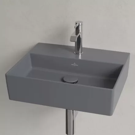 Villeroy & Boch Memento 2.0 Mosdó túlfolyó nélkül 50x42 cm, CeramicPlus felület, grafit 4A225LI4