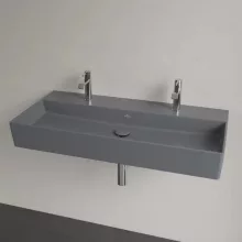   Villeroy & Boch Memento 2.0 Mosdó túlfolyó nélkül 100x47 cm, két csapfurattal, CeramicPlus felület, Grafit 4A22A1I4