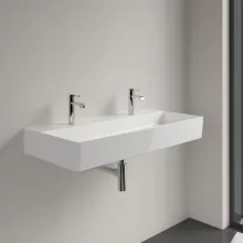   Villeroy & Boch Memento 2.0 Mosdó túlfolyó nélkül 100x47 cm, két csapfurattal, CeramicPlus felület, Stone White 4A22A1RW
