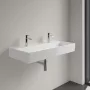 Villeroy & Boch Memento 2.0 Mosdó túlfolyó nélkül 100x47 cm, két csapfurattal, CeramicPlus felület, Stone White 4A22A1RW
