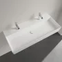 Villeroy & Boch Memento 2.0 Mosdó túlfolyó nélkül 100x47 cm, két csapfurattal, CeramicPlus felület, Stone White 4A22A1RW