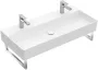 Villeroy & Boch Memento 2.0 Mosdó túlfolyó nélkül 100x47 cm, két csapfurattal, CeramicPlus felület, Stone White 4A22A1RW
