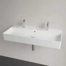   Villeroy & Boch Memento 2.0 Mosdó túlfolyóval 100x47 cm, két csapfurattal, CeramicPlus felület, Stone White 4A22A4RW