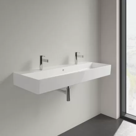 Villeroy & Boch Memento 2.0 Mosdó túlfolyóval 120x47 cm, két csapfurattal, fehér alpin 4A22C401