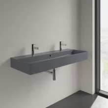   Villeroy & Boch Memento 2.0 Mosdó túlfolyóval 120x47 cm, két csapfurattal, CeramicPlus felület, Grafit 4A22C4I4