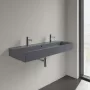 Villeroy & Boch Memento 2.0 Mosdó túlfolyóval 120x47 cm, két csapfurattal, CeramicPlus felület, Grafit 4A22C4I4