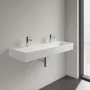 Villeroy & Boch Memento 2.0 Mosdó túlfolyóval 120x47 cm, két csapfurattal, CeramicPlus felület, fehér alpin 4A22C4R1
