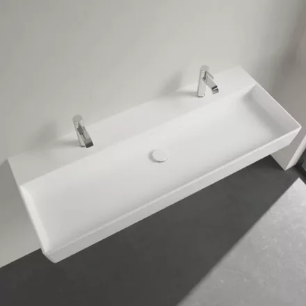 Villeroy & Boch Memento 2.0 Mosdó túlfolyó nélkül 120x47 cm, két csapfurattal, fehér alpin 4A22CG01