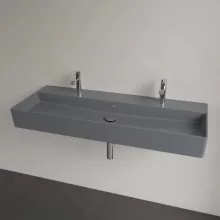   Villeroy & Boch Memento 2.0 Mosdó túlfolyó nélkül 120x47 cm, két csapfurattal, CeramicPlus felület, Grafit 4A22CGI4