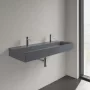 Villeroy & Boch Memento 2.0 Mosdó túlfolyó nélkül 120x47 cm, két csapfurattal, CeramicPlus felület, Grafit 4A22CGI4