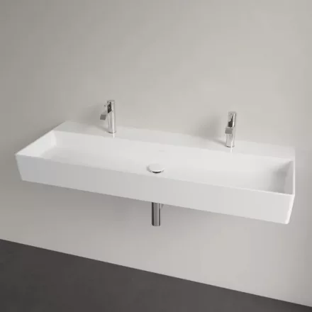 Villeroy & Boch Memento 2.0 Mosdó túlfolyó nélkül 120x47 cm, két csapfurattal, CeramicPlus felület 4A22CGR1