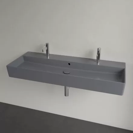 Villeroy & Boch Memento 2.0 Mosdó túlfolyóval 120x47 cm, két csapfurattal, CeramicPlus felület, Grafit 4A22CKI4