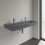 Villeroy & Boch Memento 2.0 Mosdó túlfolyóval 120x47 cm, két csapfurattal, CeramicPlus felület, Grafit 4A22CKI4