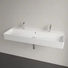   Villeroy & Boch Memento 2.0 Mosdó túlfolyóval 120x47 cm, két csapfurattal, CeramicPlus felület, fehér alpin 4A22CKR1