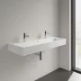 Villeroy & Boch Memento 2.0 Mosdó túlfolyóval 120x47 cm, két csapfurattal, CeramicPlus felület, Stone White 4A22CKRW