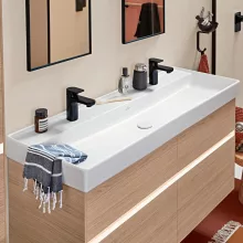   Villeroy & Boch Collaro Beépíthető mosdó 120x47 cm, túlfolyó nélkül, 2 csapfurattal, alpin fehér 4A33C101