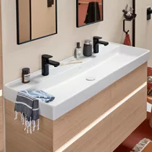   Villeroy & Boch Collaro Beépíthető mosdó 120x47 cm, 2 csapfurattal, CeramicPlus felülettel, alpin fehér 4A33C1R1