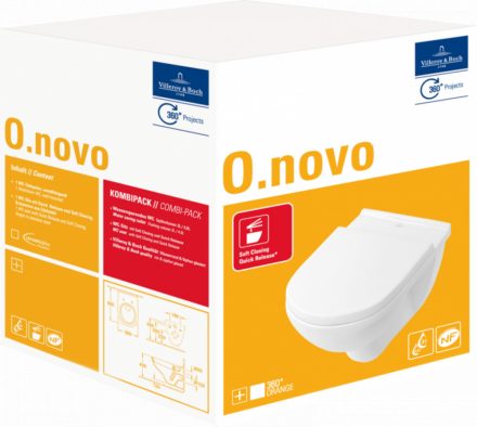 Villeroy & Boch O.Novo mélyöblítésű fali WC sof-close WC ülőkével (Kombipack) 5660H101