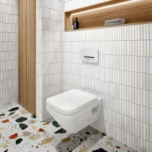   Villeroy & Boch Architectura kombipack szögletes fali WC  Rimless TwistFlush öblítés és Duroplast ülőkével, fehér 5685CL01