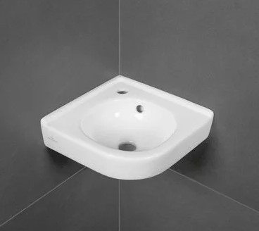 Villeroy & Boch O.novo Sarok kézmosó 45x40 csapfurattal és túlfolyóval, fényes fehér 73103201