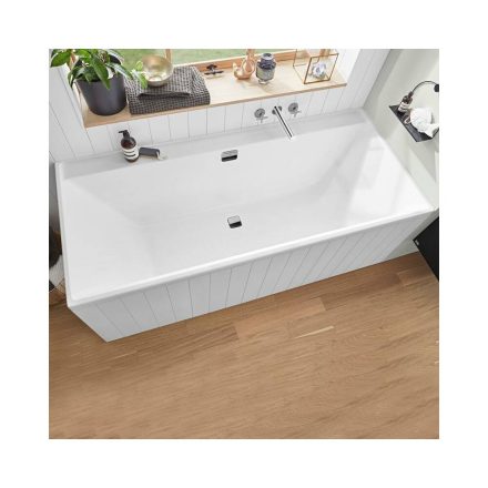 Villeroy & Boch Collaro Beépíthető egyenes fürdőkád 160x75 cm, króm le és túlfolyóval, stone white UBA160COR2DV-RW