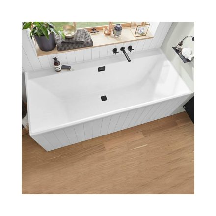 Villeroy & Boch Collaro Beépíthető egyenes akril fürdőkád 180x80 cm, matt fekete le és túlfolyóval, alpin fehér UBA180COR2NV-01