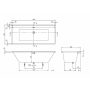 Villeroy & Boch Collaro Beépíthető egyenes akril fürdőkád 180x80 cm, matt fekete le és túlfolyóval, alpin fehér UBA180COR2NV-01