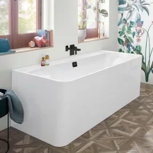   Villeroy & Boch Collaro Falhoz építhető fürdőkád 1800 x 800 mm, matt fekete le és túlfolyóval UBA180COR9CS00VN01