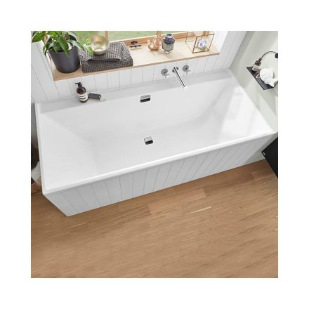Villeroy & Boch Collaro Beépíthető egyenes fürdőkád 190x90 cm, króm le és túlfolyóval, stone white UBA199COR2DV-RW
