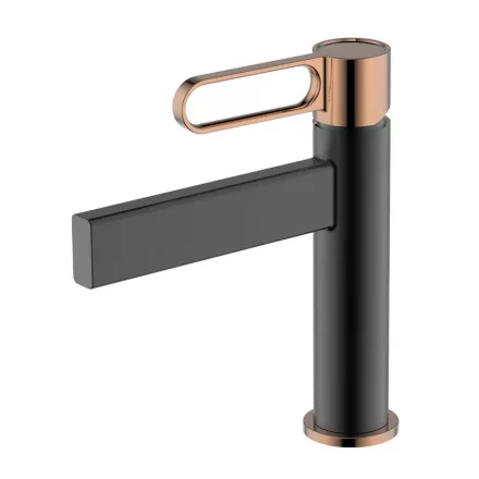 Wellis Umbra mosdócsaptelep leeresztő nélkül, matt fekete/rose gold ACS0306