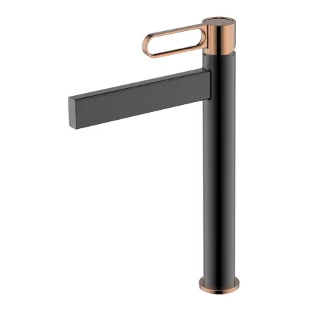 Wellis Umbra matt fekete/rose gold magasított mosdócsaptelep leeresztő nélkül ACS0307
