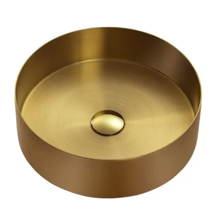 Wellis Marigold 40 Pultra tehető rozsdamentes acél mosdótál leeresztővel, szálcsiszolt arany WB00558