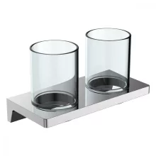   Wellis Mamba fali dupla pohártartó 2 db üvegpohárral, króm WE00164