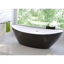   Wellis Arezzo Black akril szabadon álló kád 180x87 cm le és túlfolyóval, fényes fekete / fehér WK00121