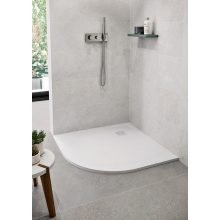   Zenon Angular Slate műmárvány zuhanytálca 90x90 cm inox lefolyóval és szifonnal, fehér 8445583092127