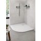Zenon Angular Slate műmárvány zuhanytálca 90x90 cm inox lefolyóval és szifonnal, fehér 8445583092127