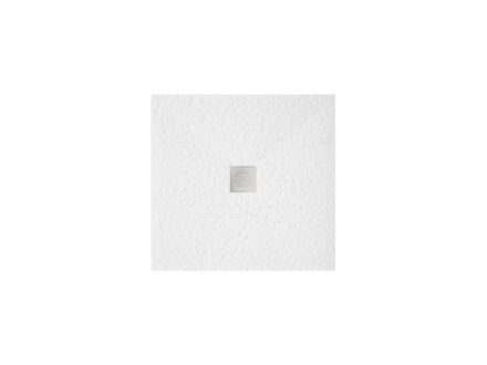 Zenon Smart Slate műmárvány zuhanytálca 80x80 cm inox lefolyóval és szifonnal, fehér 8445583175363