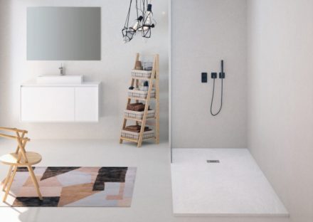 Zenon Smart Slate műmárvány zuhanytálca 80x100 cm inox lefolyóval és szifonnal, fehér 8445583197761