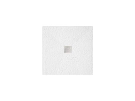 Zenon Smart Slate műmárvány zuhanytálca 90x90 cm inox lefolyóval és szifonnal, fehér 8445583197815